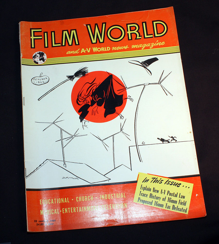 FILM WORLD AND AV WORLD NEWS magazine side cover October 1953