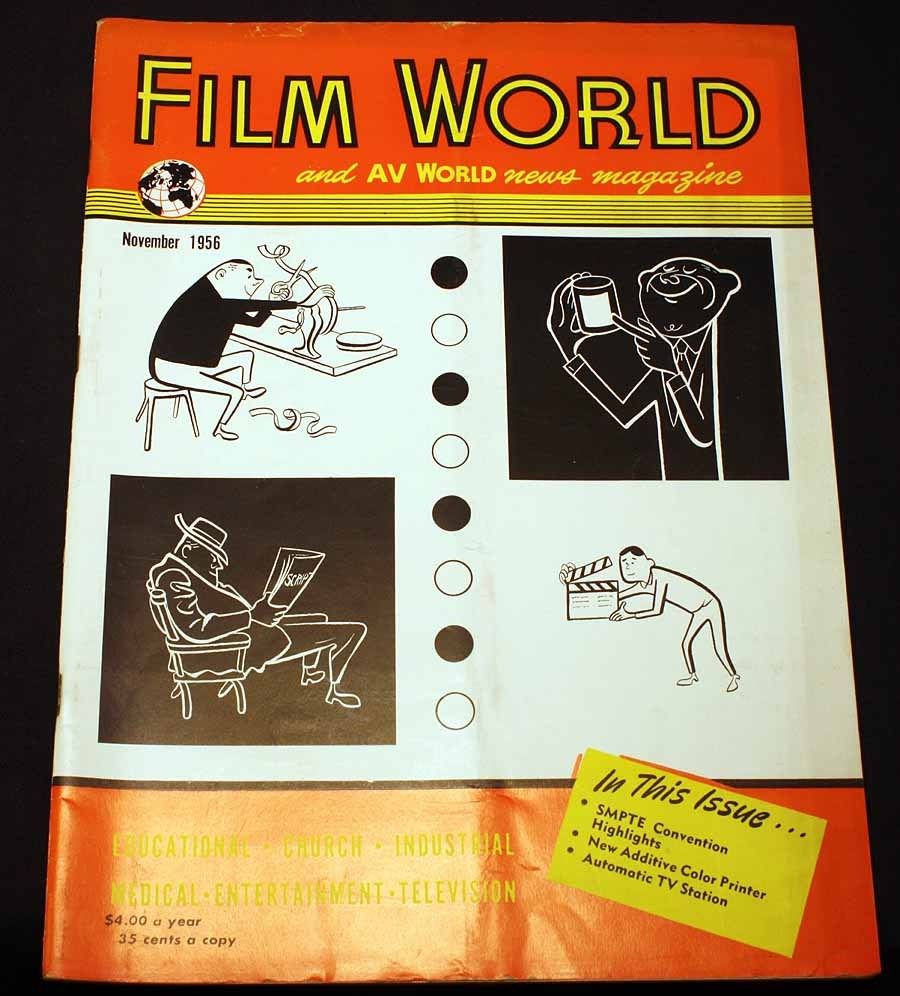 FILM WORLD AND AV WORLD NEWS magazine side cover November 1956