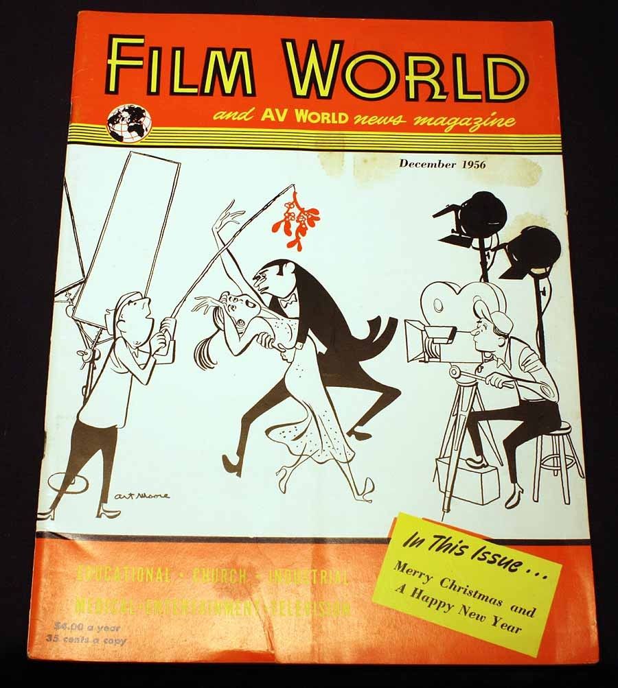 FILM WORLD AND AV WORLD NEWS magazine side cover December 1956