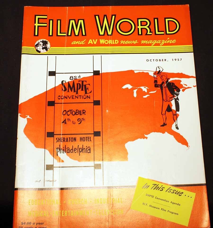 FILM WORLD AND AV WORLD NEWS magazine side cover October 1957