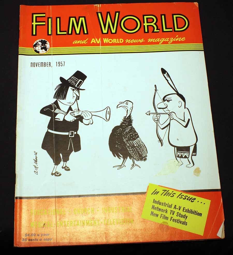FILM WORLD AND AV WORLD NEWS magazine side cover November 1957