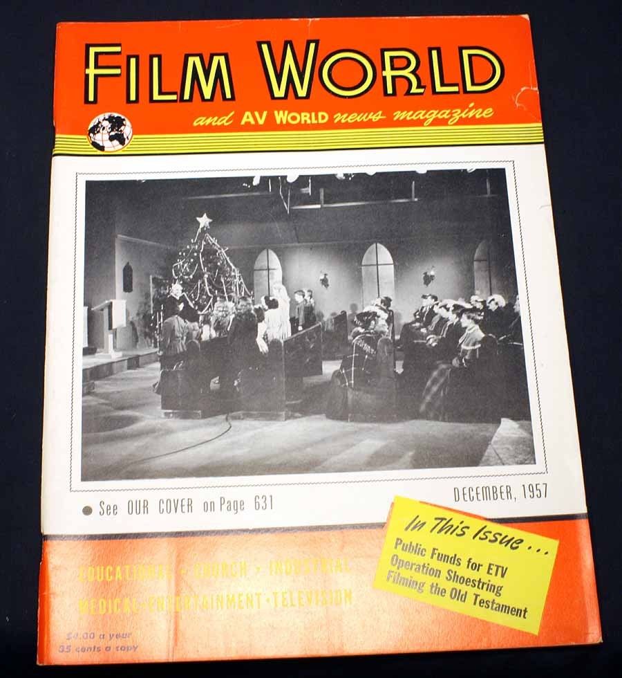 FILM WORLD AND AV WORLD NEWS magazine side cover December 1957