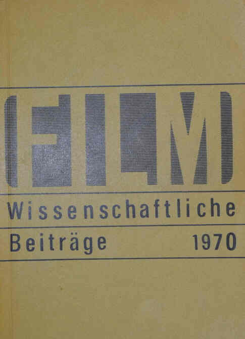FILMWISSENSCHAFTLICHE BEITRAGE magazine side cover  1970