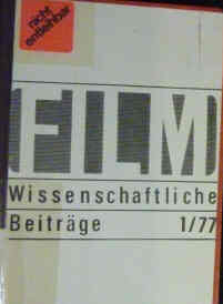 FILMWISSENSCHAFTLICHE BEITRAGE magazine side cover Issue 1  1977
