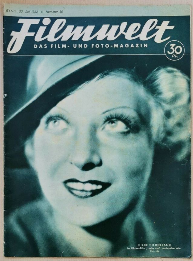 FILMWELT magazine side cover Issue 30 23 July 1933