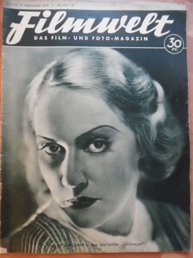 FILMWELT magazine side cover Issue 35 2 September 1934