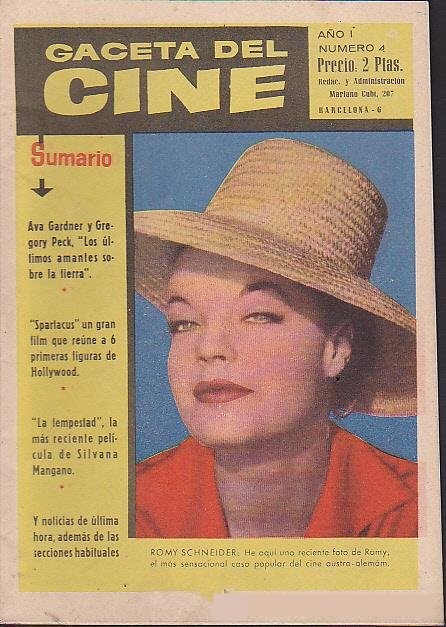 GACETA DEL CINE magazine side cover Issue 4  1960