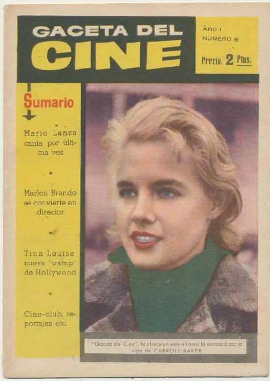 GACETA DEL CINE magazine side cover Issue 6  1960