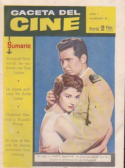 GACETA DEL CINE magazine side cover Issue 8  1960