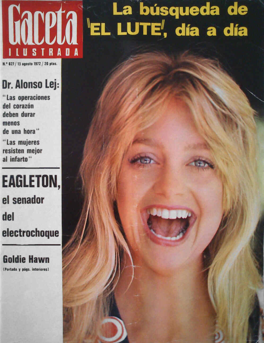 GACETA ILUSTRADA magazine side cover Issue 827 13 August 1972