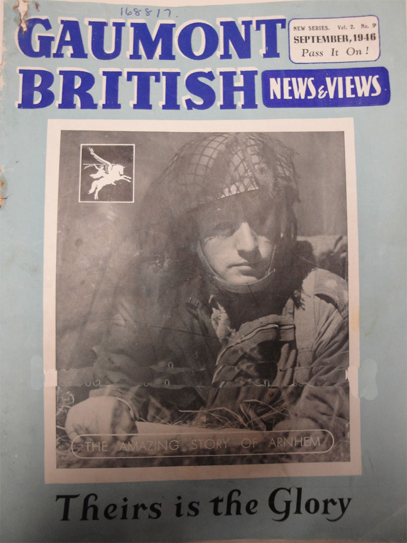 GAUMONT BRITISH NEWS AND VIEWS magazine side cover September 1946