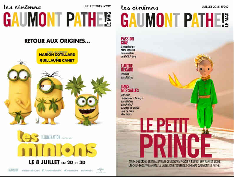 CINEMAS GAUMONT PATHE magazine side cover Issue 242 July 2015