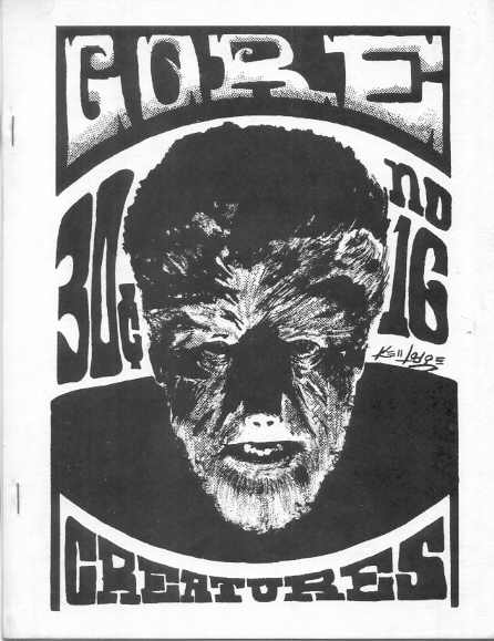 GORE CREATURES magazine side cover Issue 16 September 1969