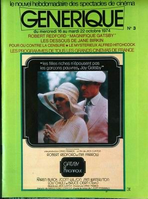GENERIQUE (70s) magazine side cover Issue 3 16 October 1974