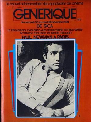 GENERIQUE (70s) magazine side cover Issue 8 20 November 1974