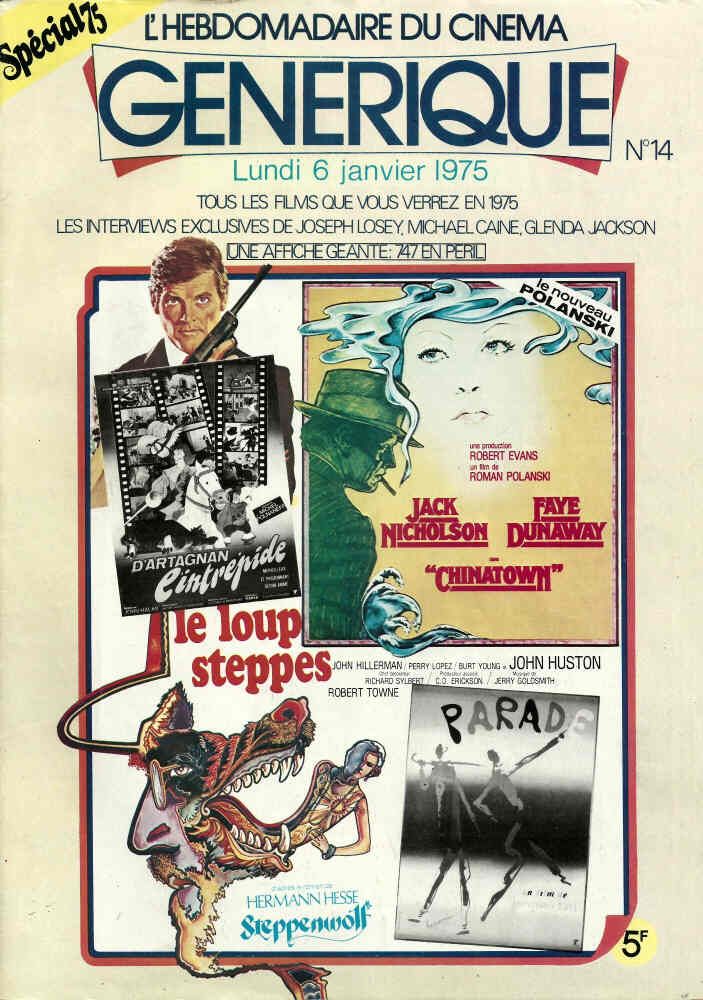 GENERIQUE (70s) magazine side cover Issue 14 6 January 1975