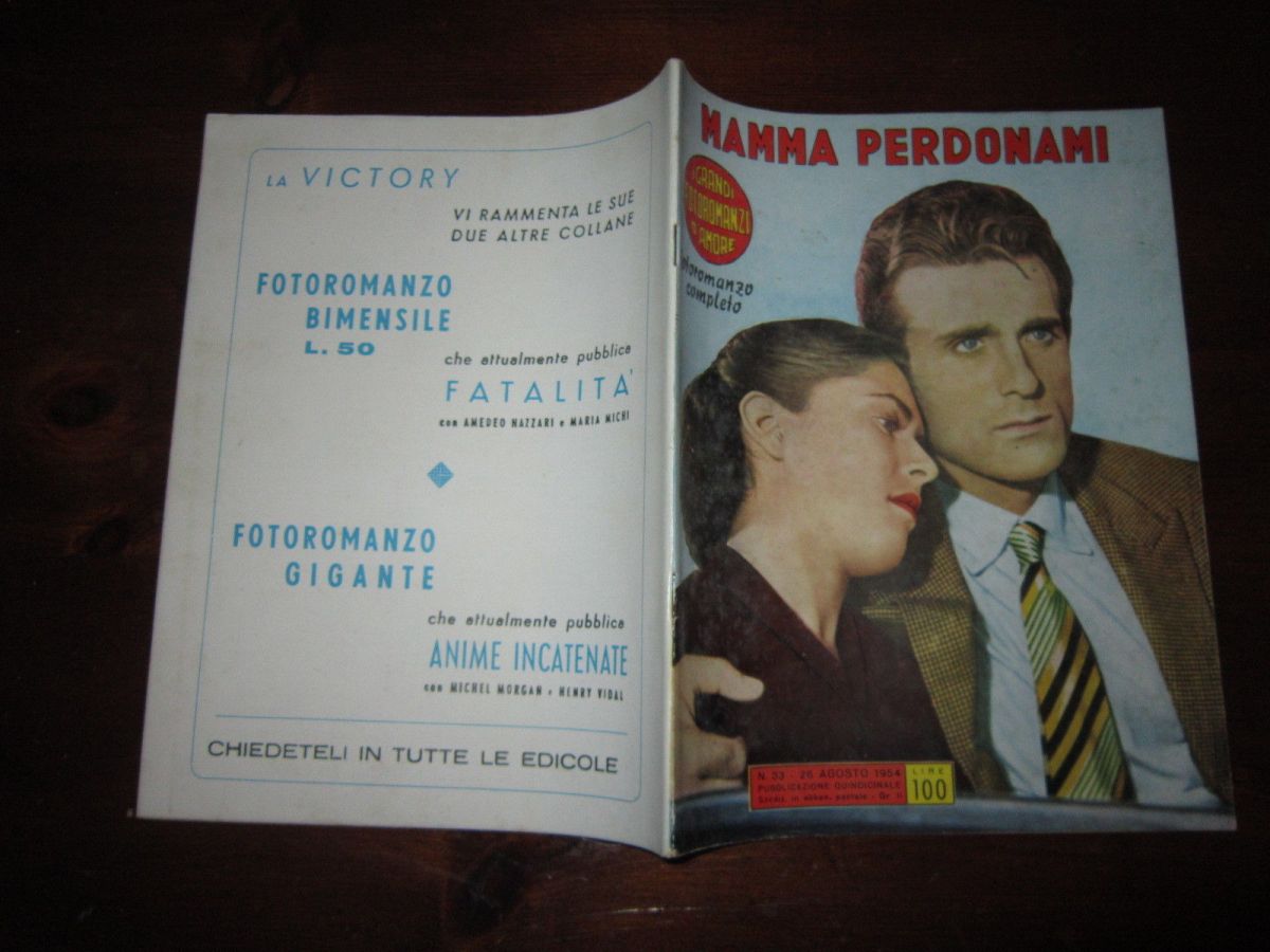 GRANDI FOTOROMANZI D AMORE | I magazine side cover Issue 33 26 August 1954
