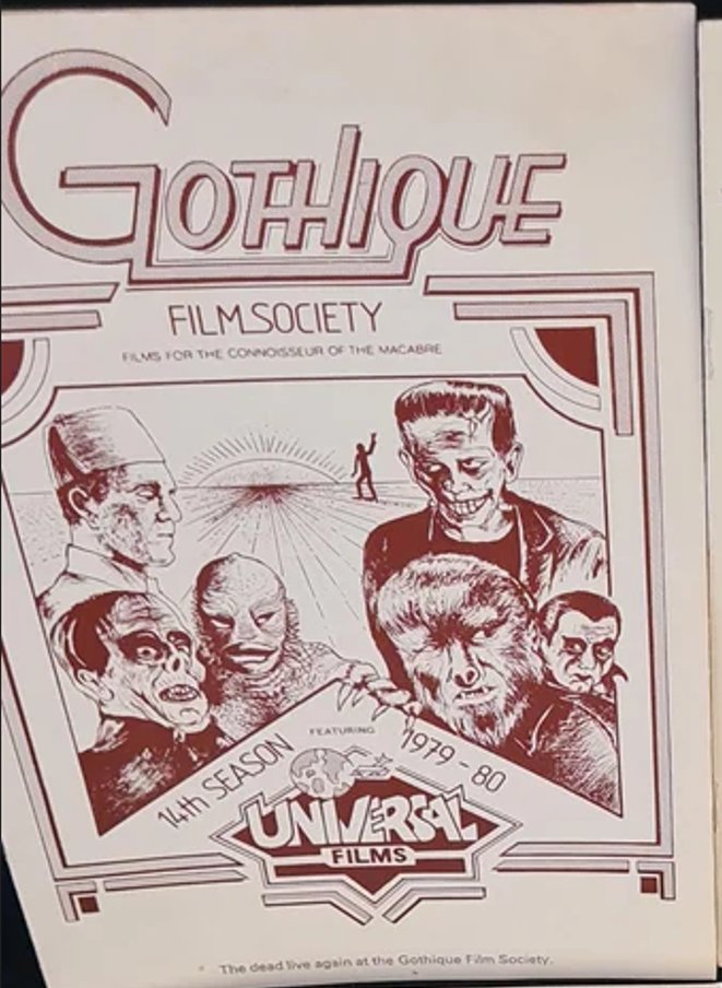 GOTHIQUE FILM SOCIETY magazine side cover Issue 14   1979
