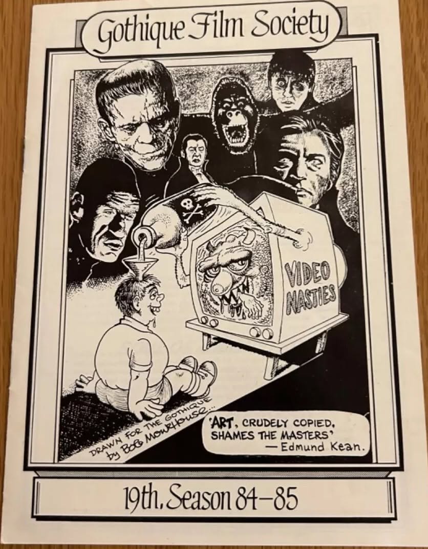 GOTHIQUE FILM SOCIETY magazine side cover Issue 19 1984-1985 