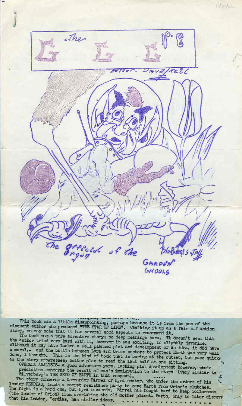 GARDEN GHOULS GAZETTE magazine side cover Issue 8  1962