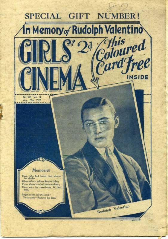 GIRLS CINEMA magazine side cover 27 August 1927