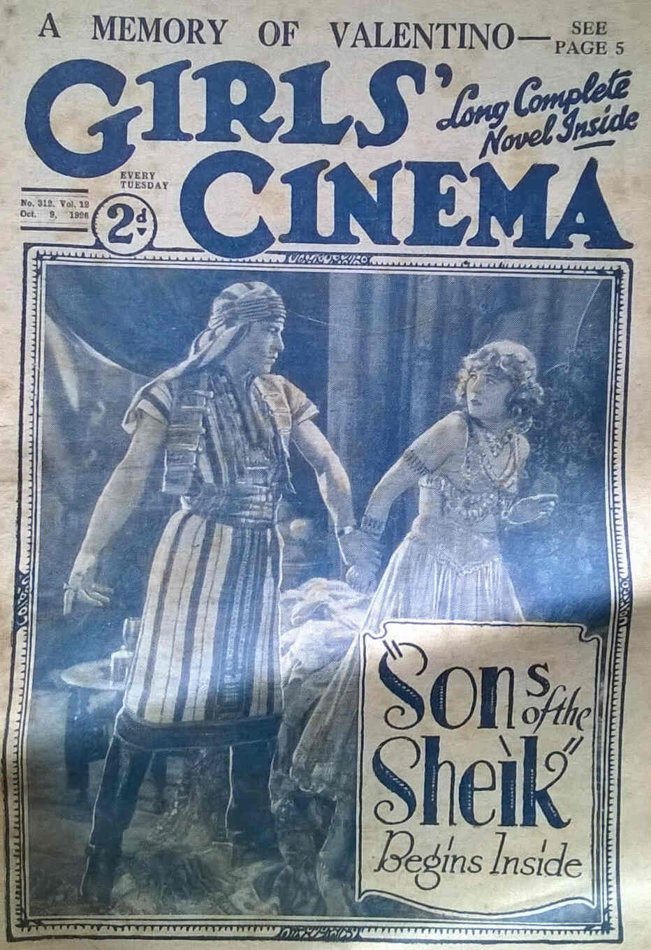GIRLS CINEMA magazine side cover Issue 312 9 October 1926