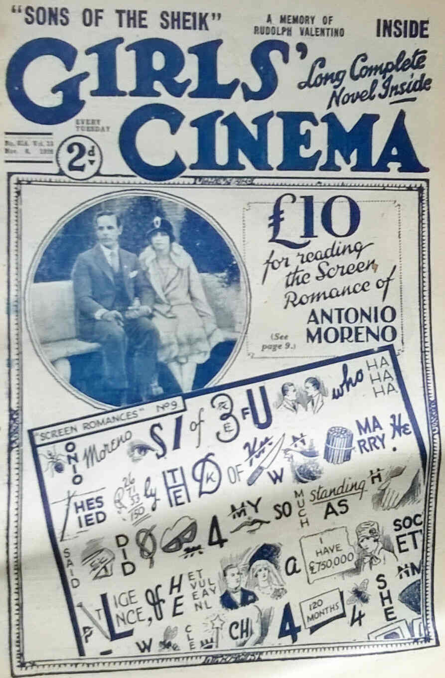 GIRLS CINEMA magazine side cover Issue 316 6 November 1926