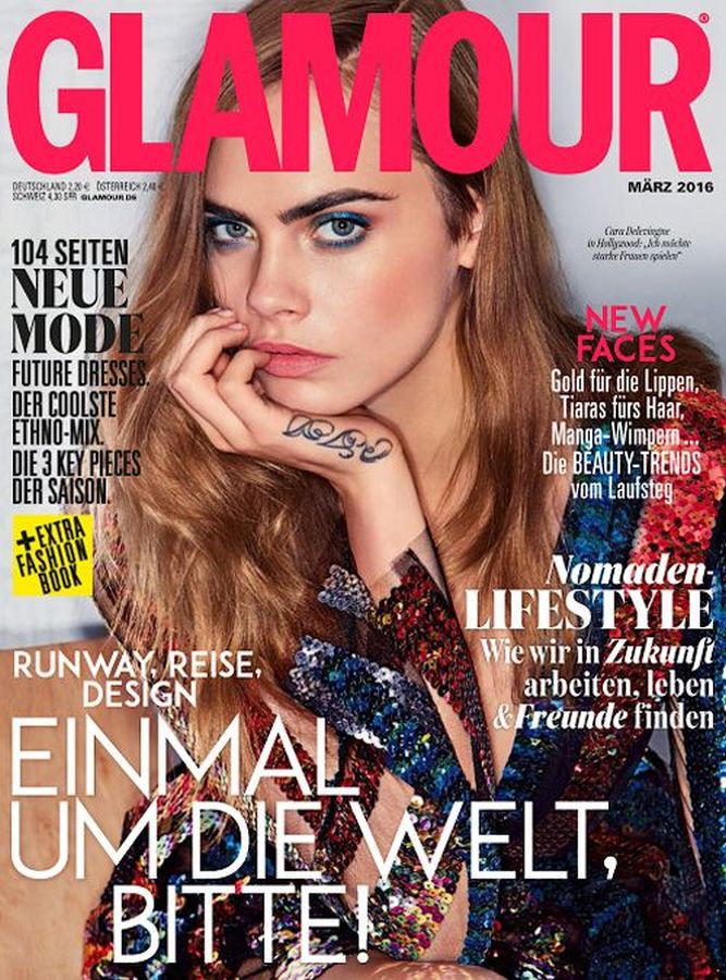 GLAMOUR GERMANY magazine side cover  March 2016