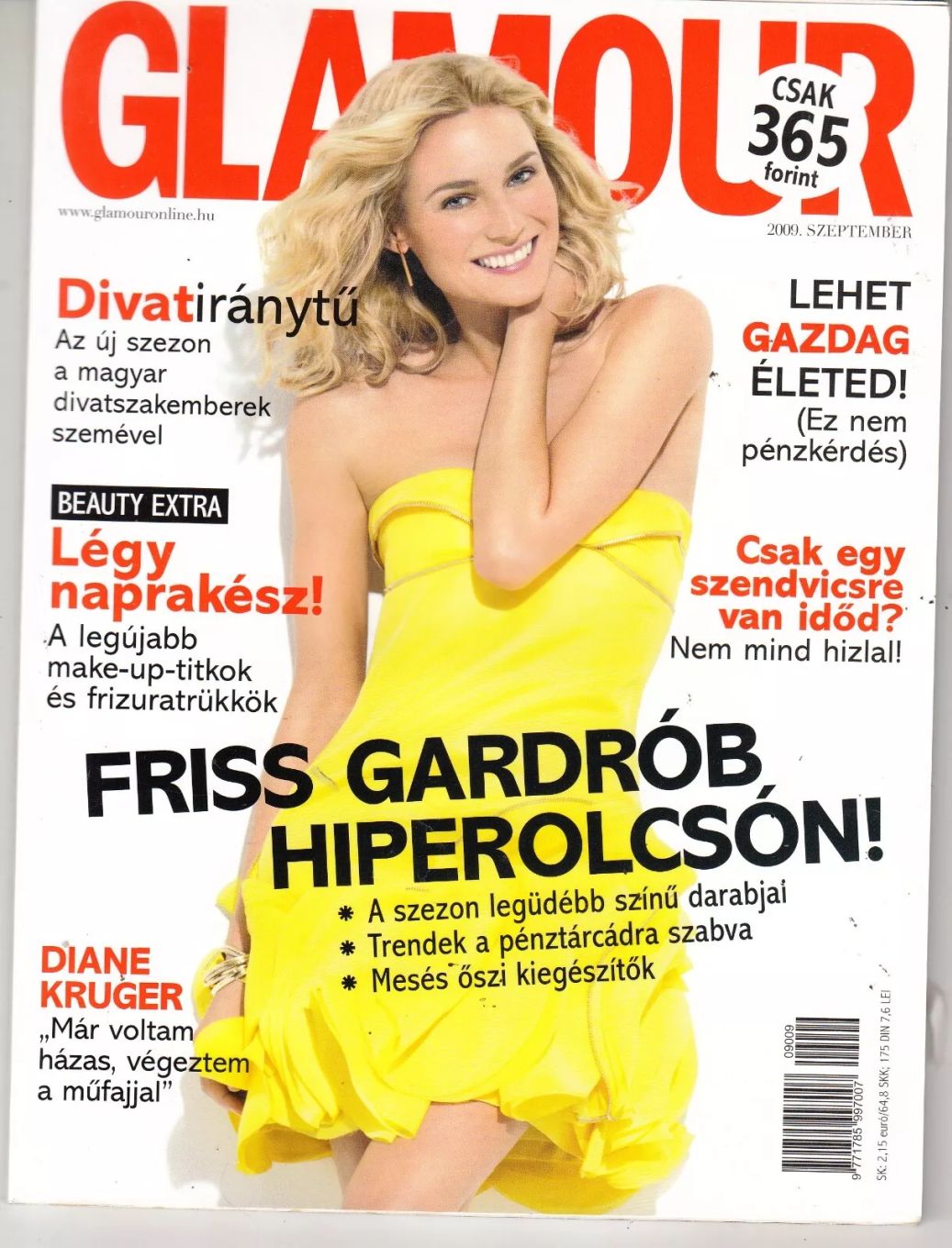 GLAMOUR HUNGARY magazine side cover  September 2009