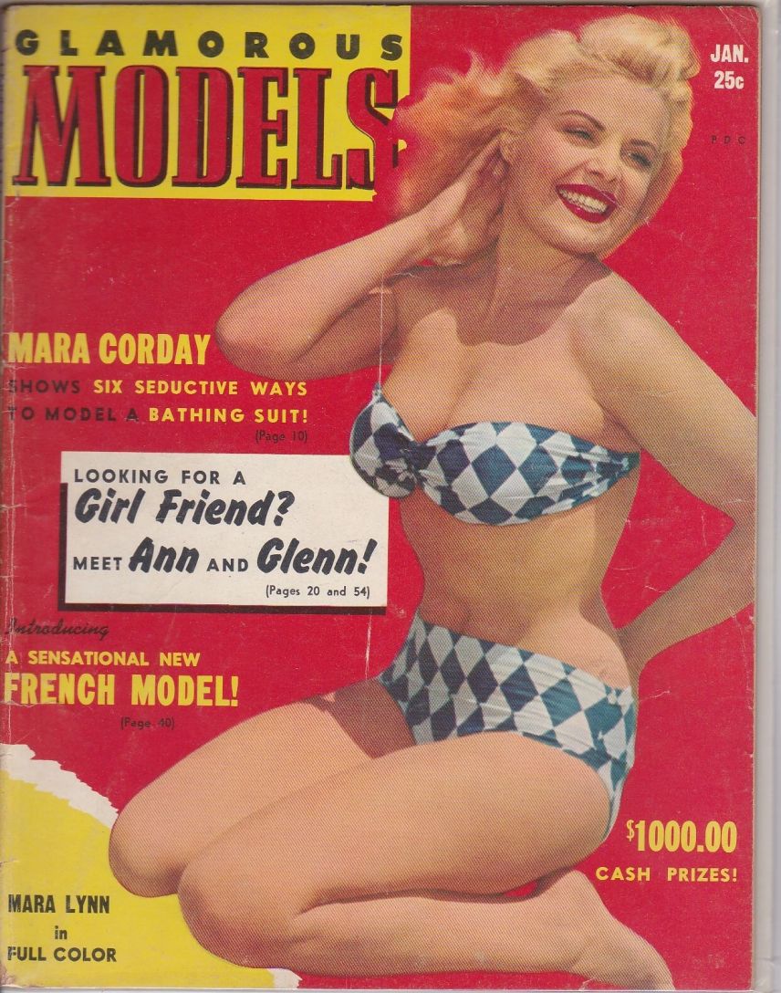 GLAMOROUS MODELS magazine side cover  January 1951