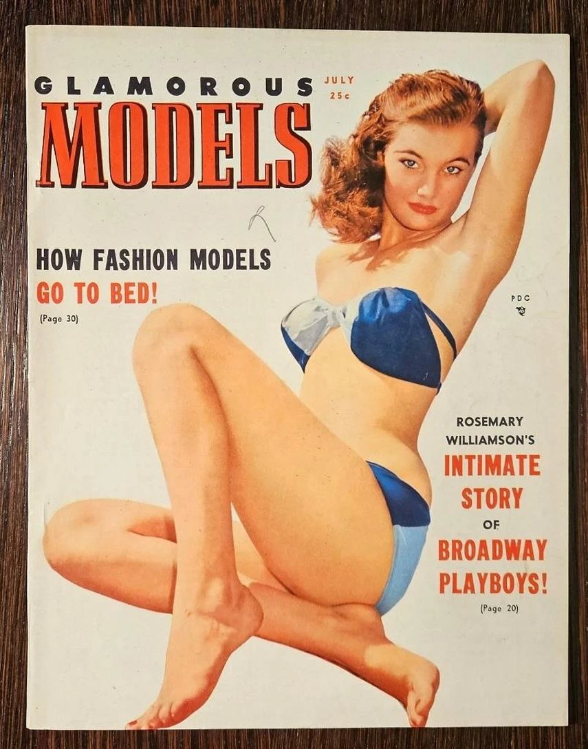 GLAMOROUS MODELS magazine side cover  July 1951