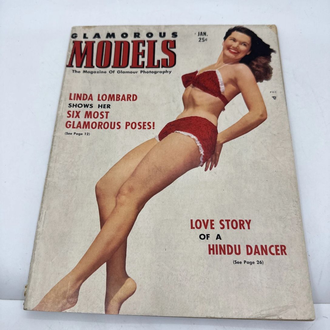 GLAMOROUS MODELS magazine side cover  January 1952
