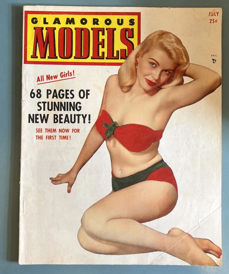 GLAMOROUS MODELS magazine side cover  July 1954