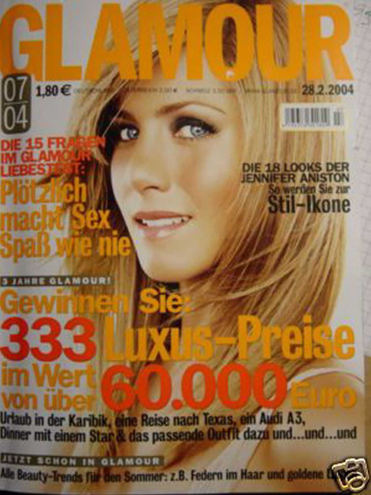 GLAMOUR GERMANY magazine side cover 28 February 2004