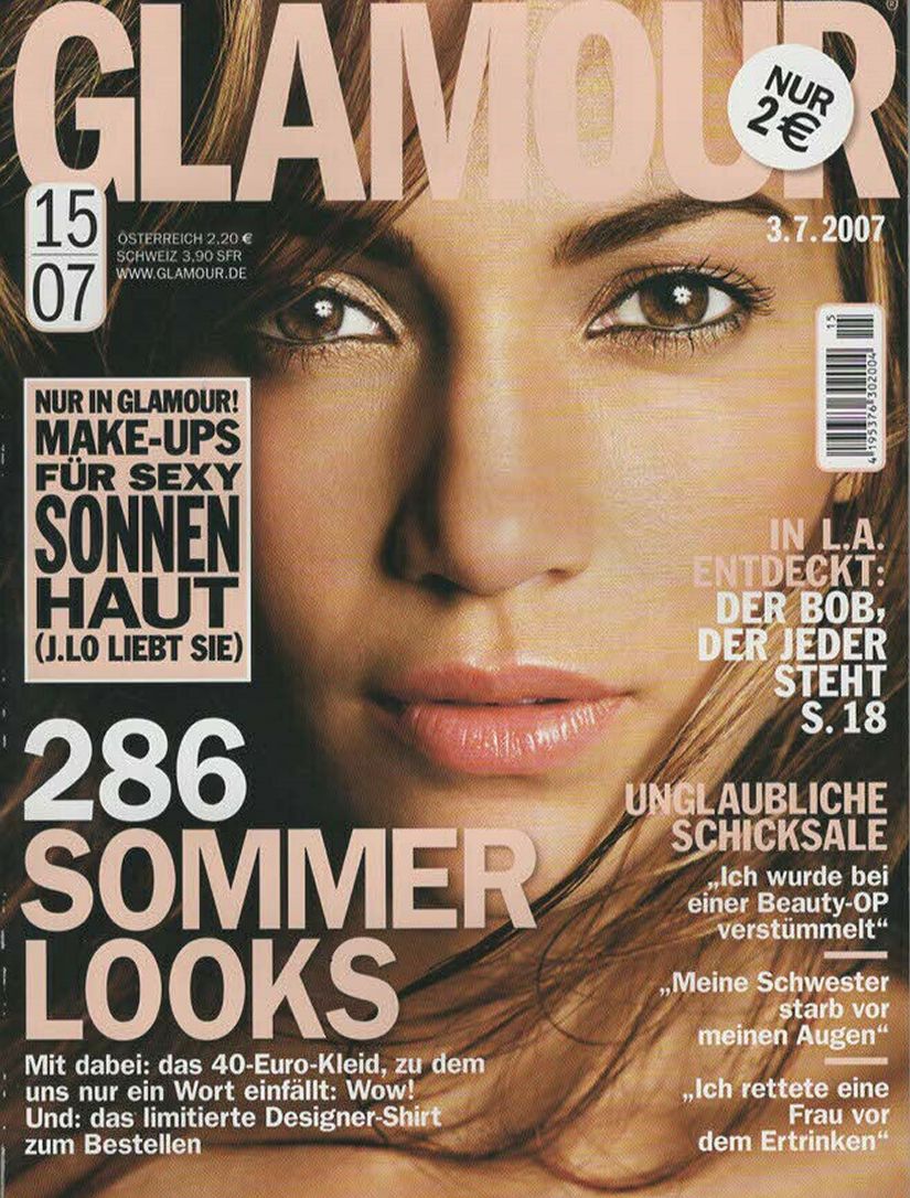 GLAMOUR GERMANY magazine side cover 3 July 2007