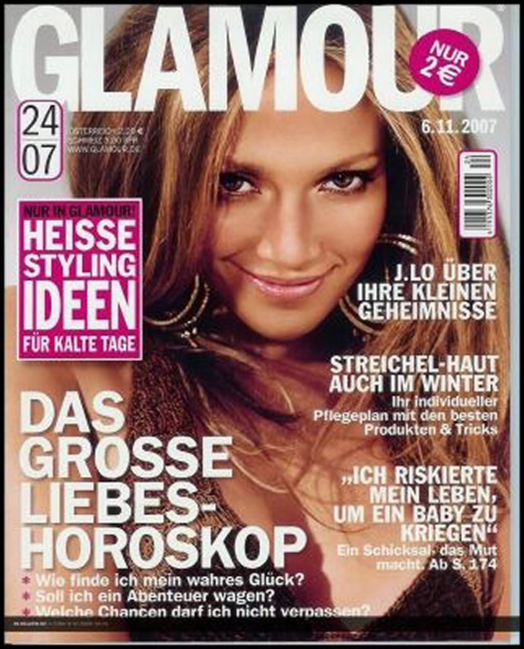 GLAMOUR GERMANY magazine side cover 6 November 2007