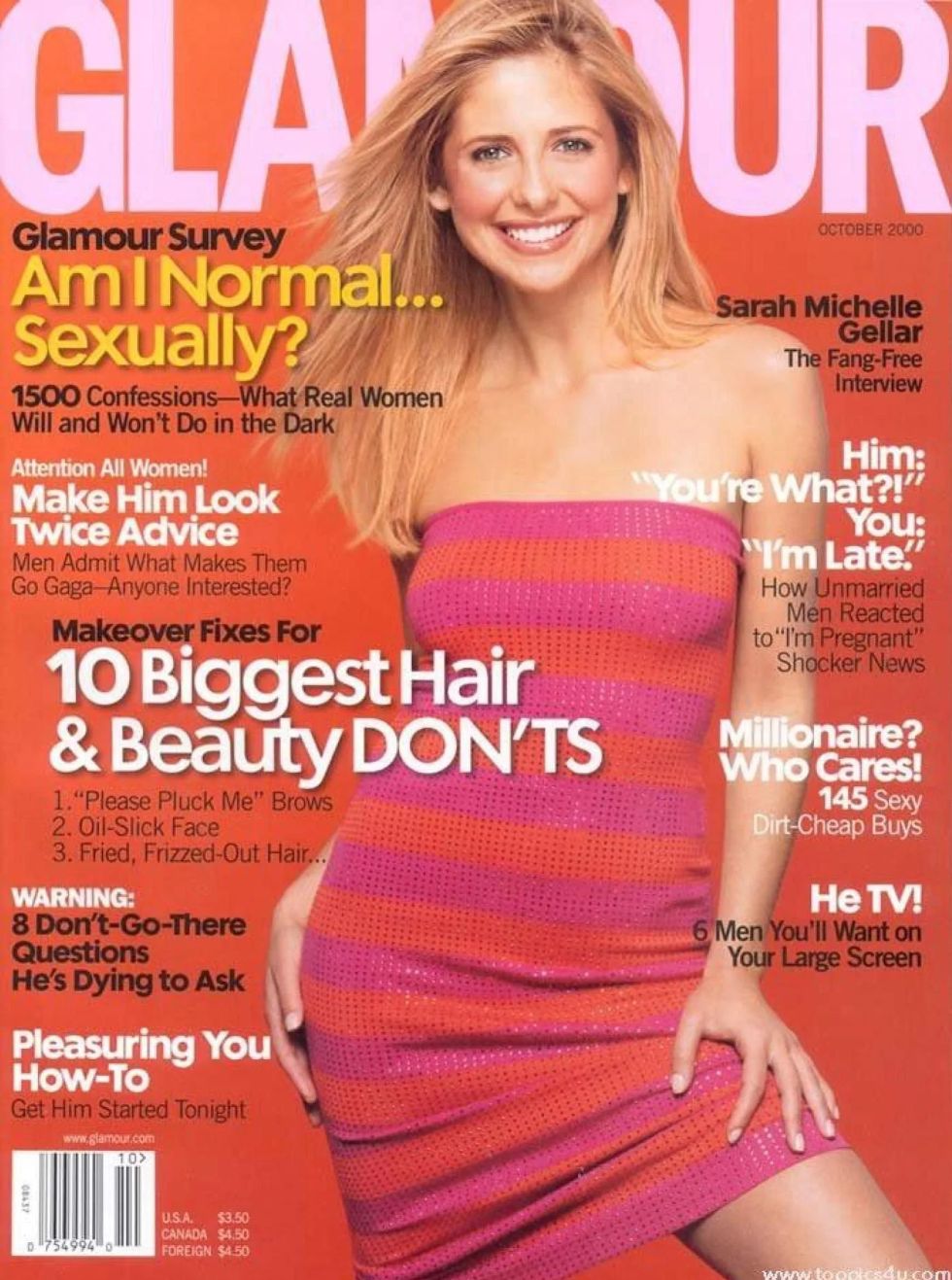 GLAMOUR USA magazine side cover  October 2000