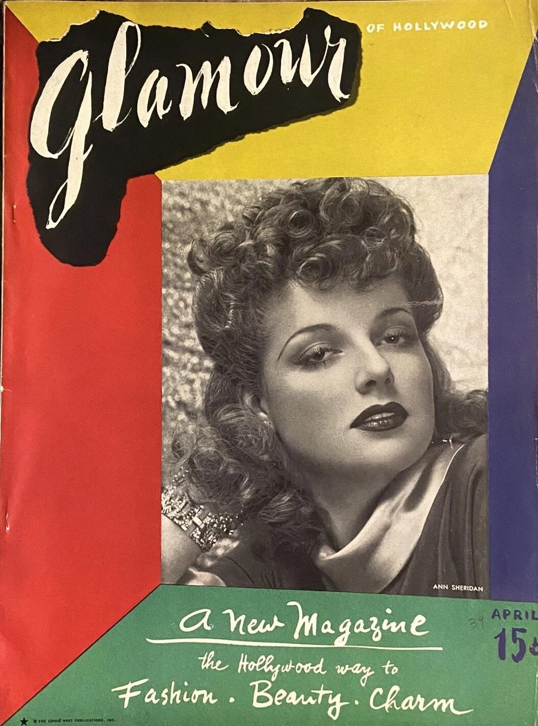 GLAMOUR USA magazine side cover Issue 1  April 1939