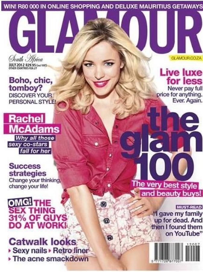 GLAMOUR SOUTH AFRICA magazine side cover  July 2012