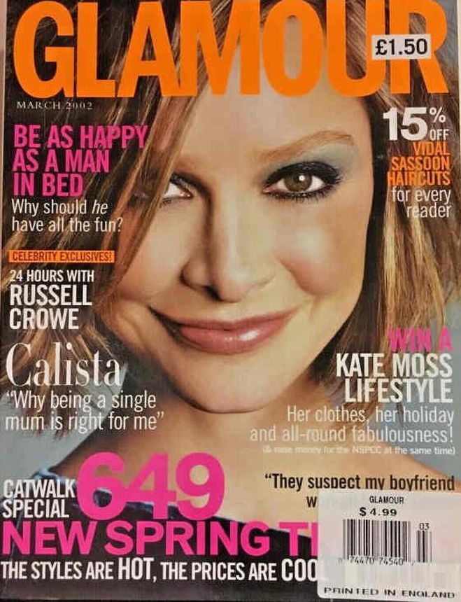 GLAMOUR UK magazine side cover  March 2002