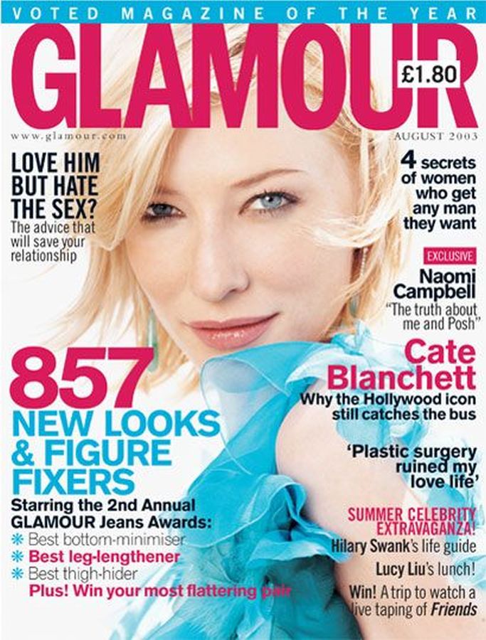 GLAMOUR UK magazine side cover  August 2003