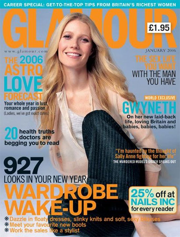 GLAMOUR UK magazine side cover  January 2006