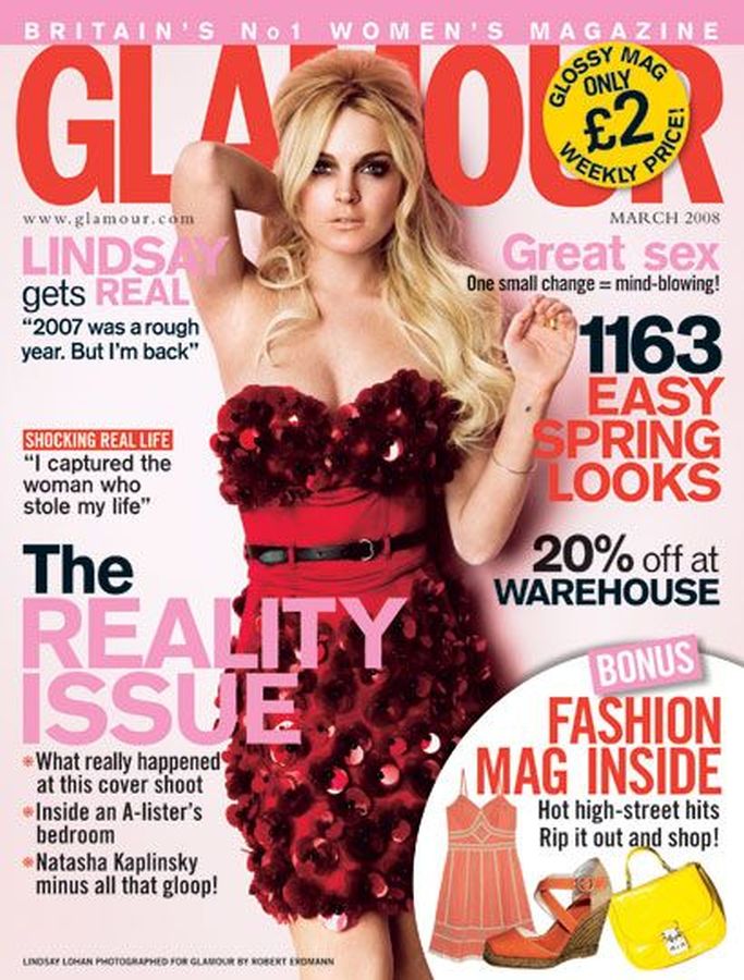 GLAMOUR UK magazine side cover  March 2008