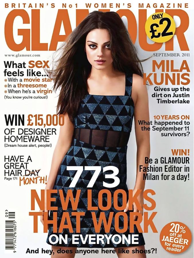 GLAMOUR UK magazine side cover  September 2011