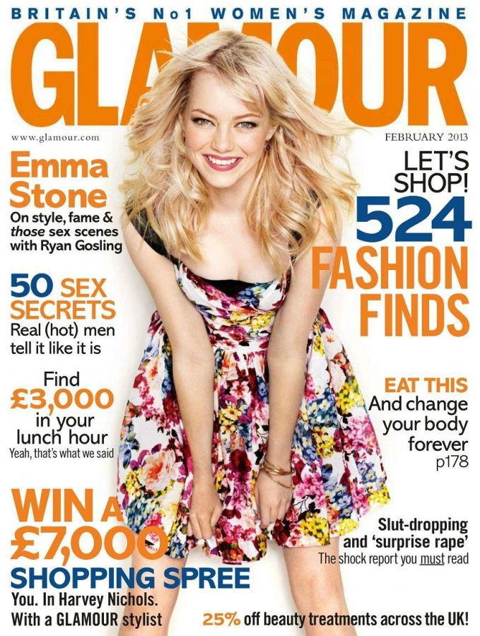 GLAMOUR UK magazine side cover  February 2013