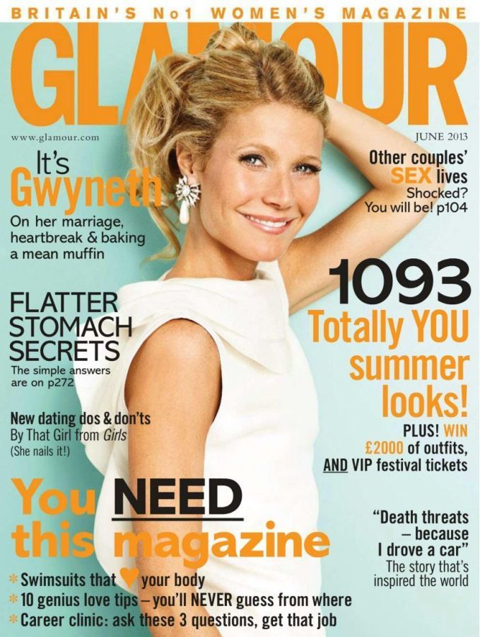 GLAMOUR UK magazine side cover  June 2013