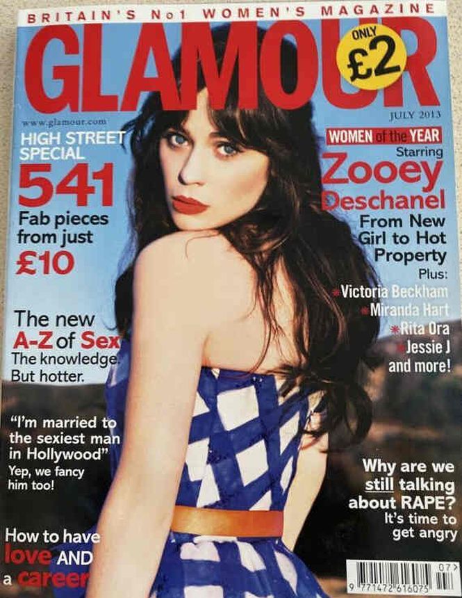 GLAMOUR UK magazine side cover  July 2013