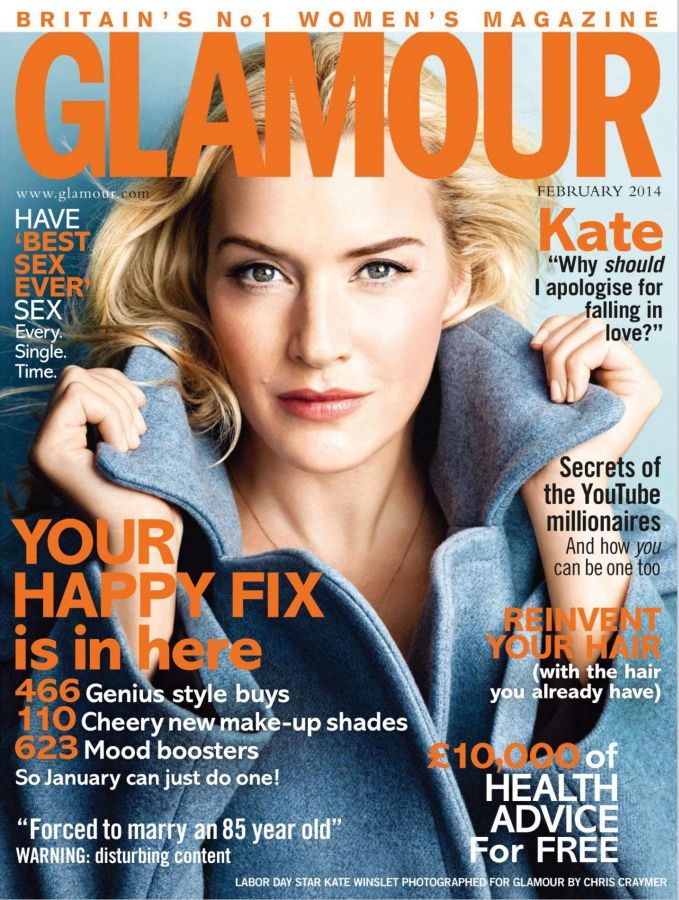 GLAMOUR UK magazine side cover  February 2014