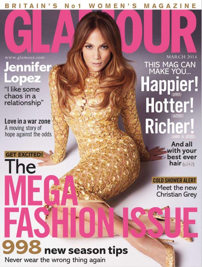 GLAMOUR UK magazine side cover  March 2014