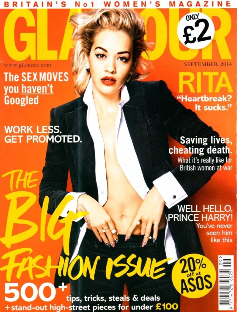 GLAMOUR UK magazine side cover  September 2014